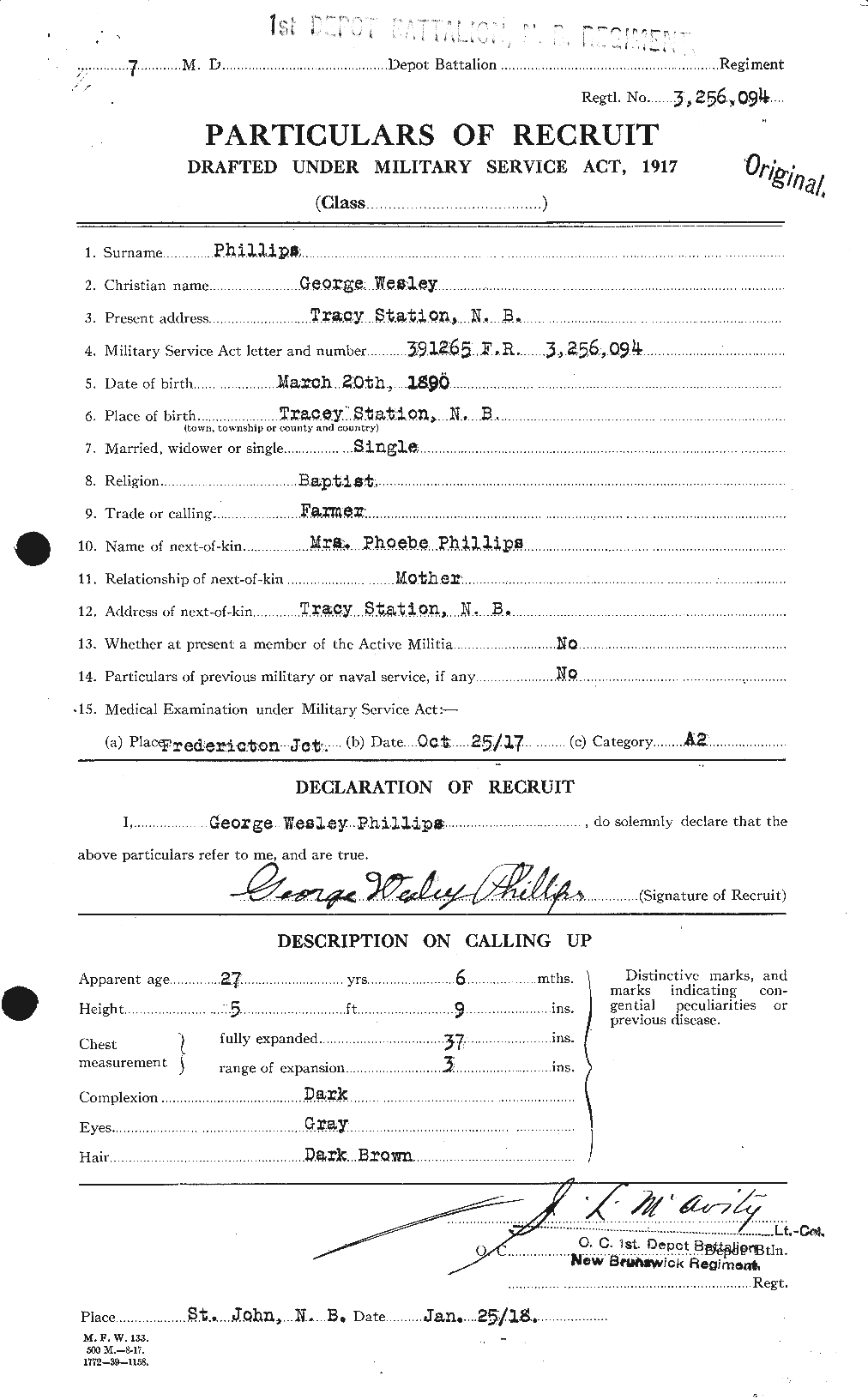 Dossiers du Personnel de la Première Guerre mondiale - CEC 577539a