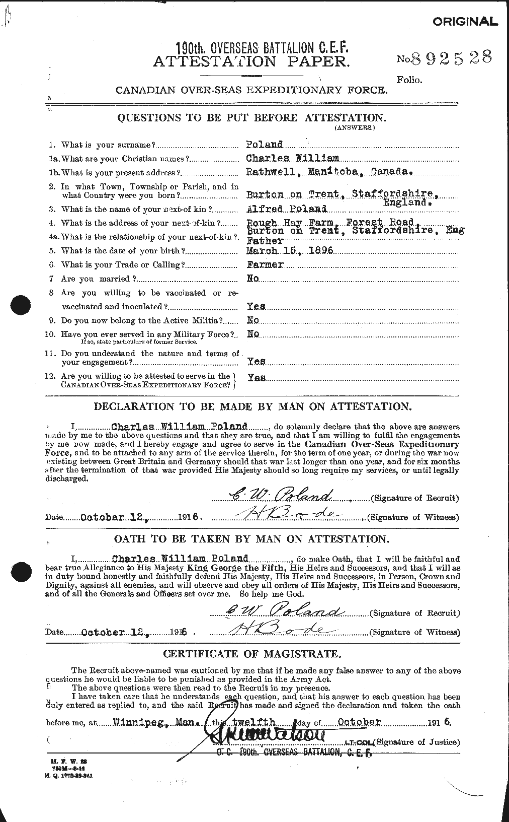 Personnel Records of the First World War - CEF 578489a