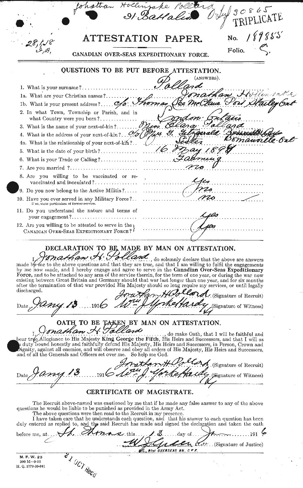 Personnel Records of the First World War - CEF 578888a
