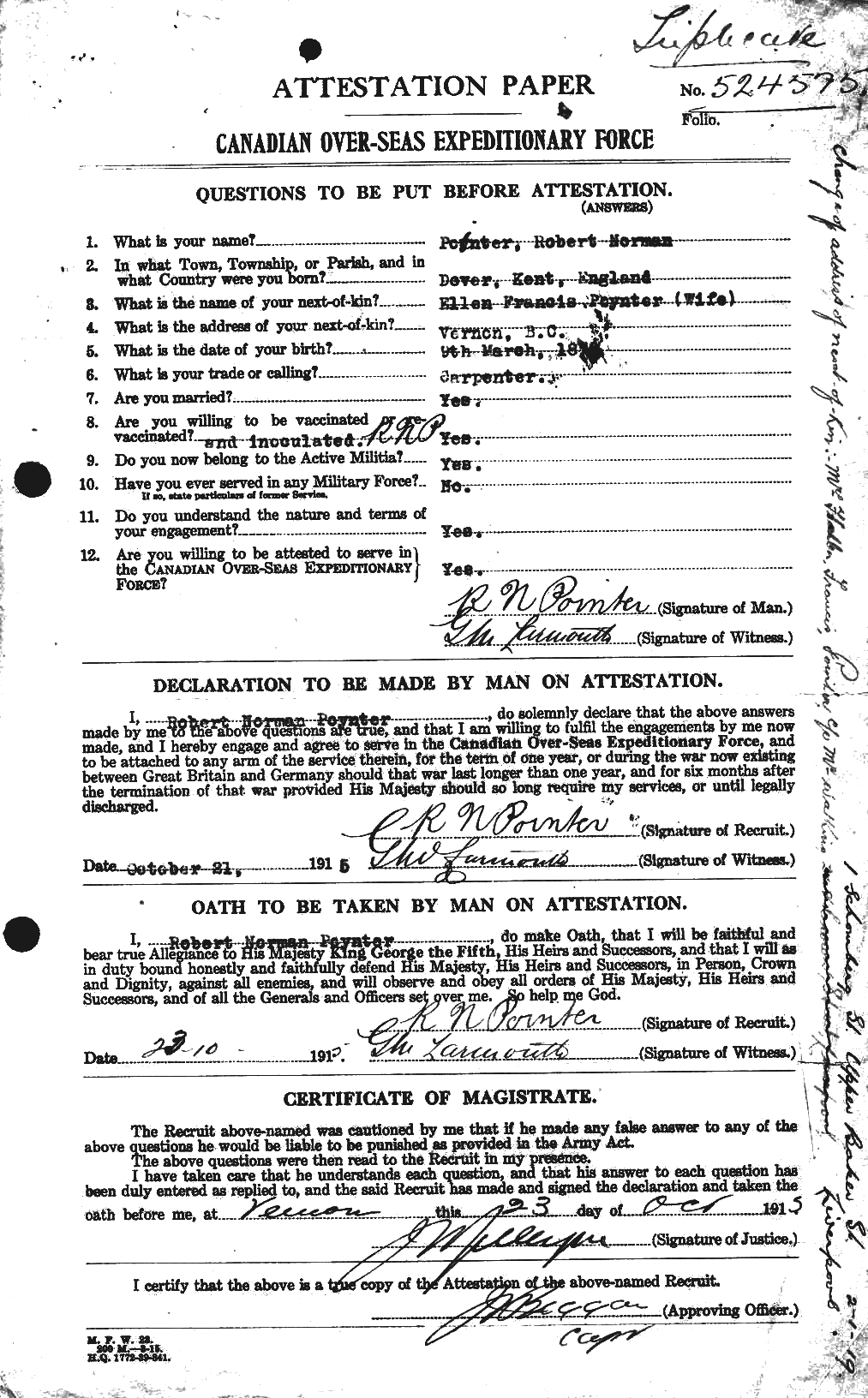 Personnel Records of the First World War - CEF 579291a