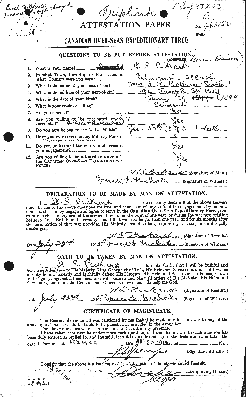 Personnel Records of the First World War - CEF 579438a