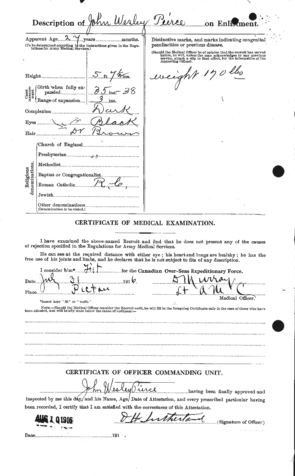 Dossiers du Personnel de la Première Guerre mondiale - CEC 580849b