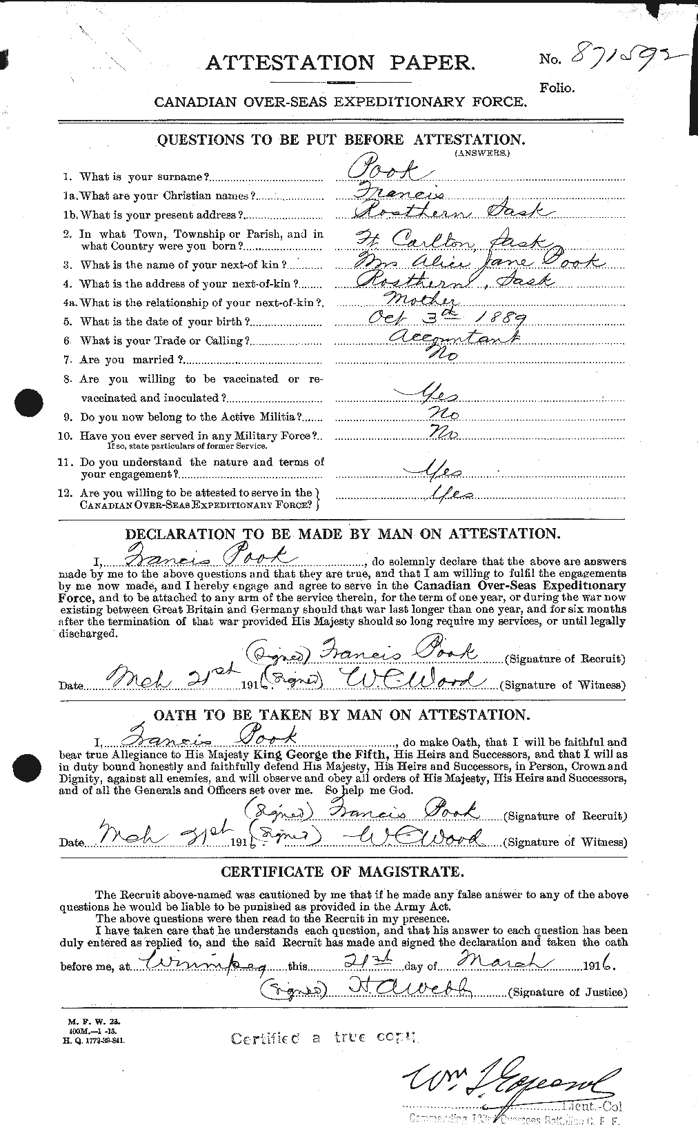 Personnel Records of the First World War - CEF 581189a