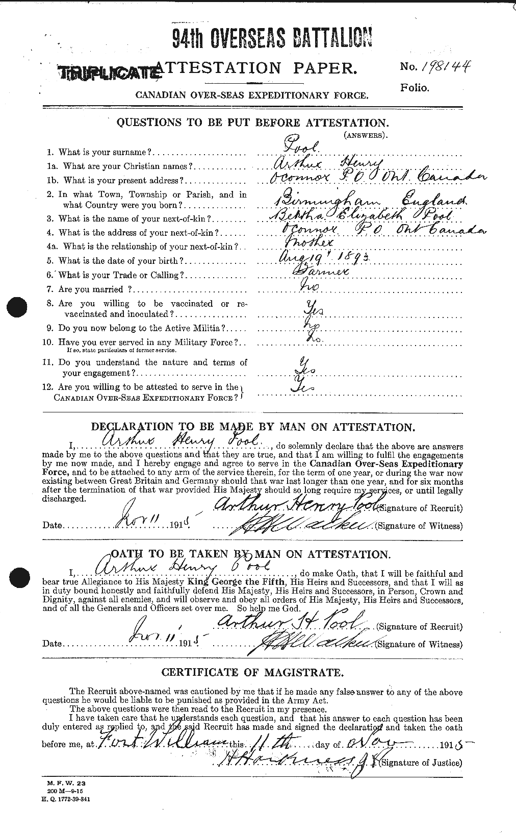 Personnel Records of the First World War - CEF 581206a