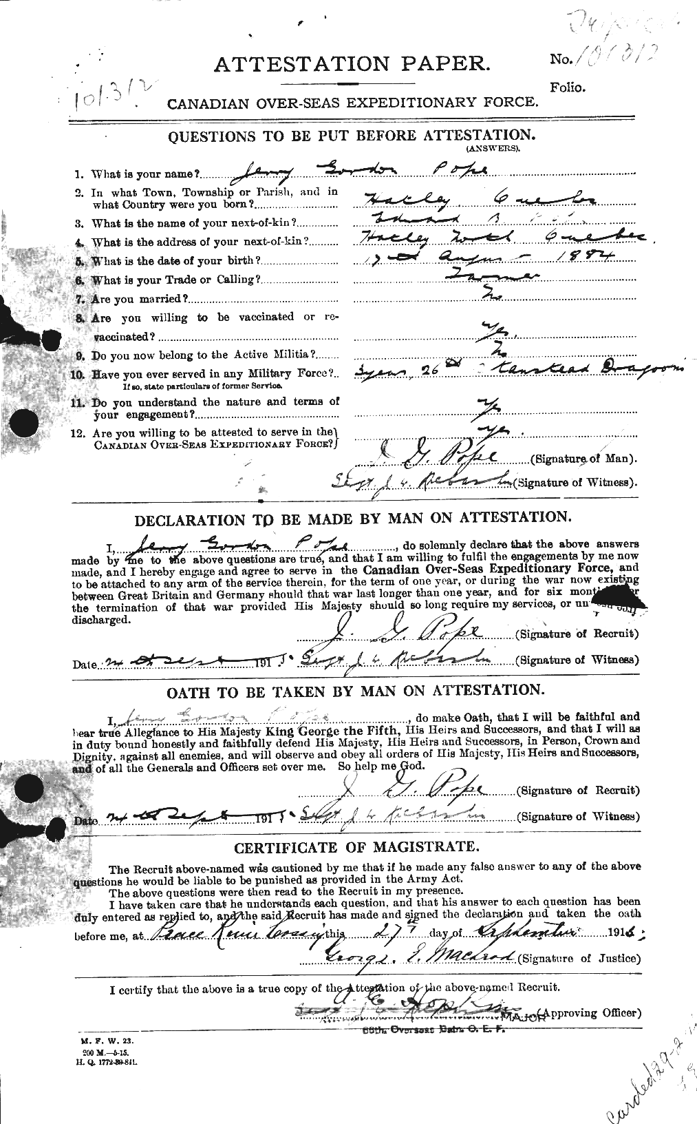 Personnel Records of the First World War - CEF 581496a