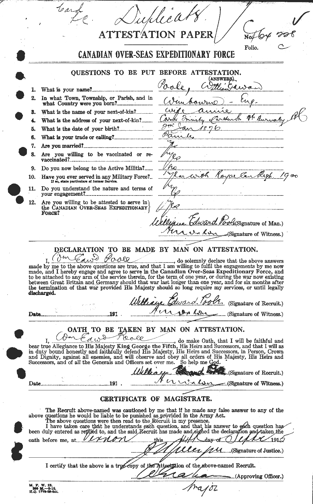 Personnel Records of the First World War - CEF 581943a