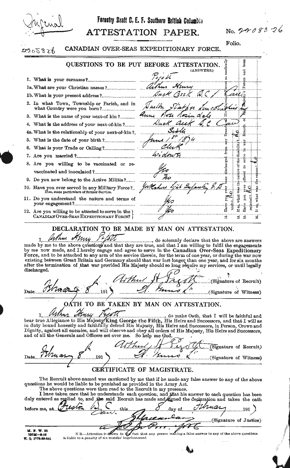 Personnel Records of the First World War - CEF 582119a