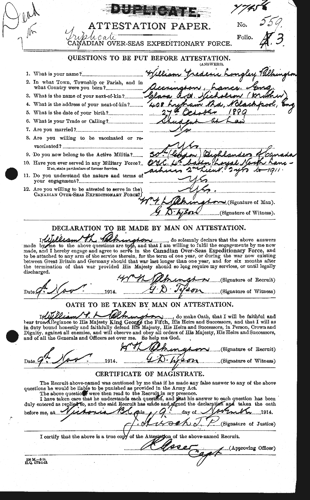 Personnel Records of the First World War - CEF 582370a