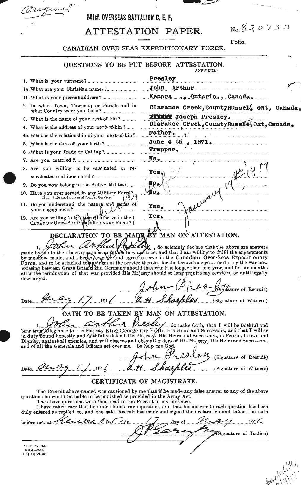 Personnel Records of the First World War - CEF 584256a