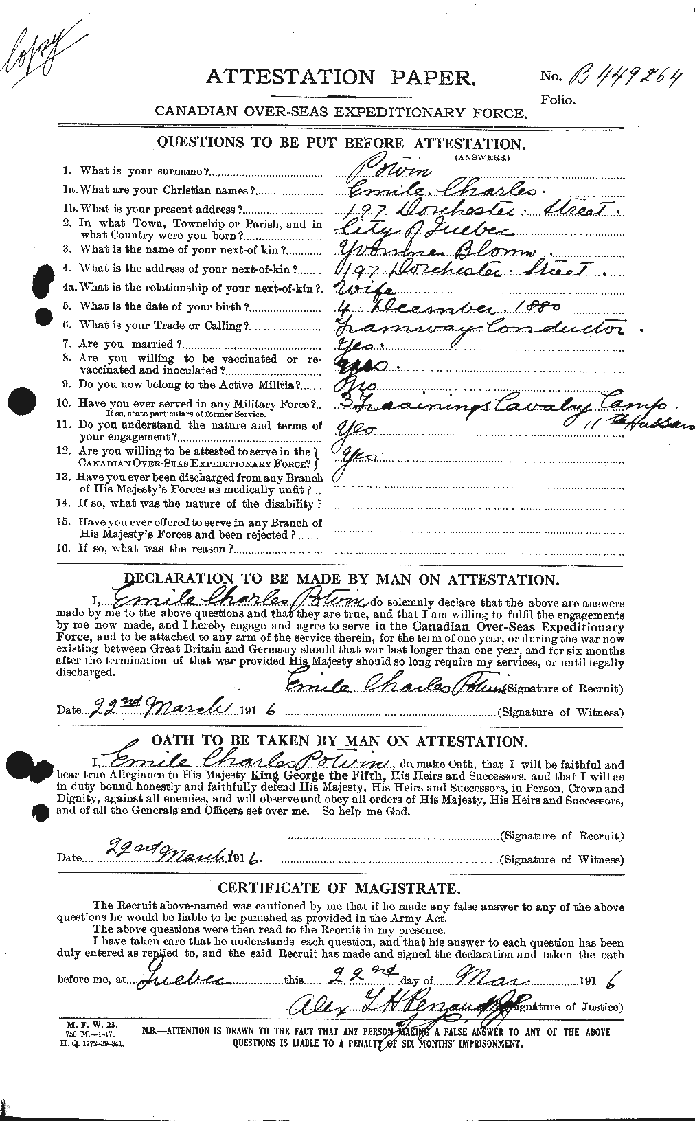Personnel Records of the First World War - CEF 584625a