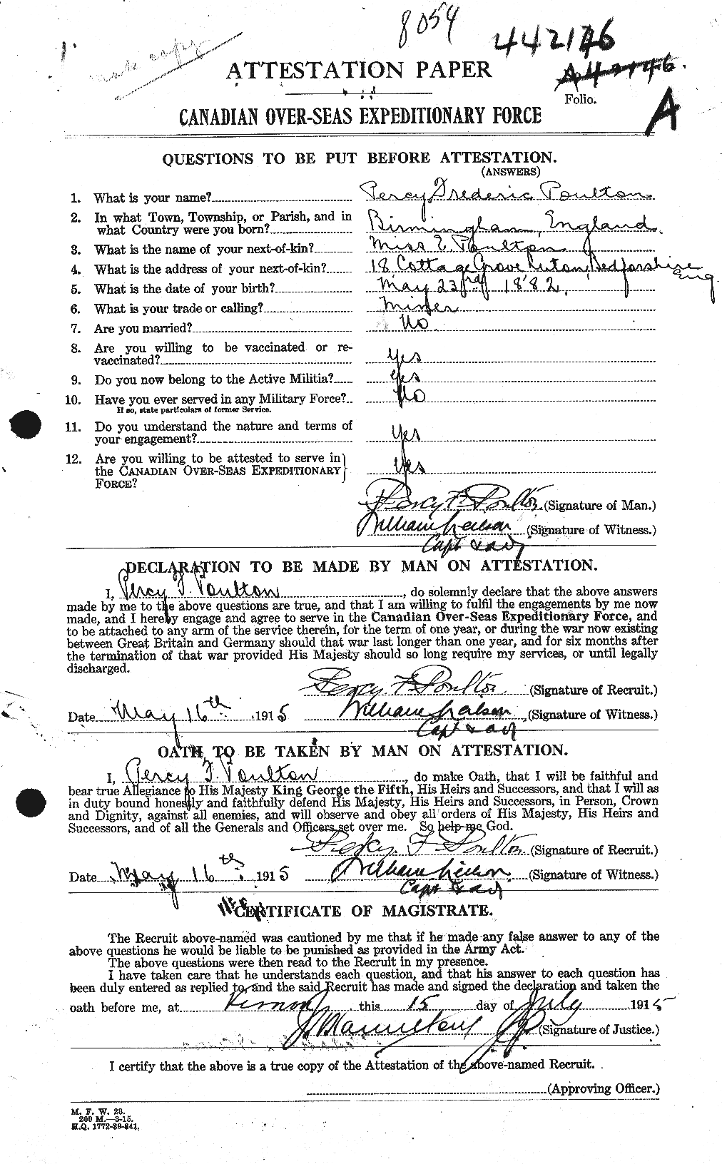 Personnel Records of the First World War - CEF 584941a