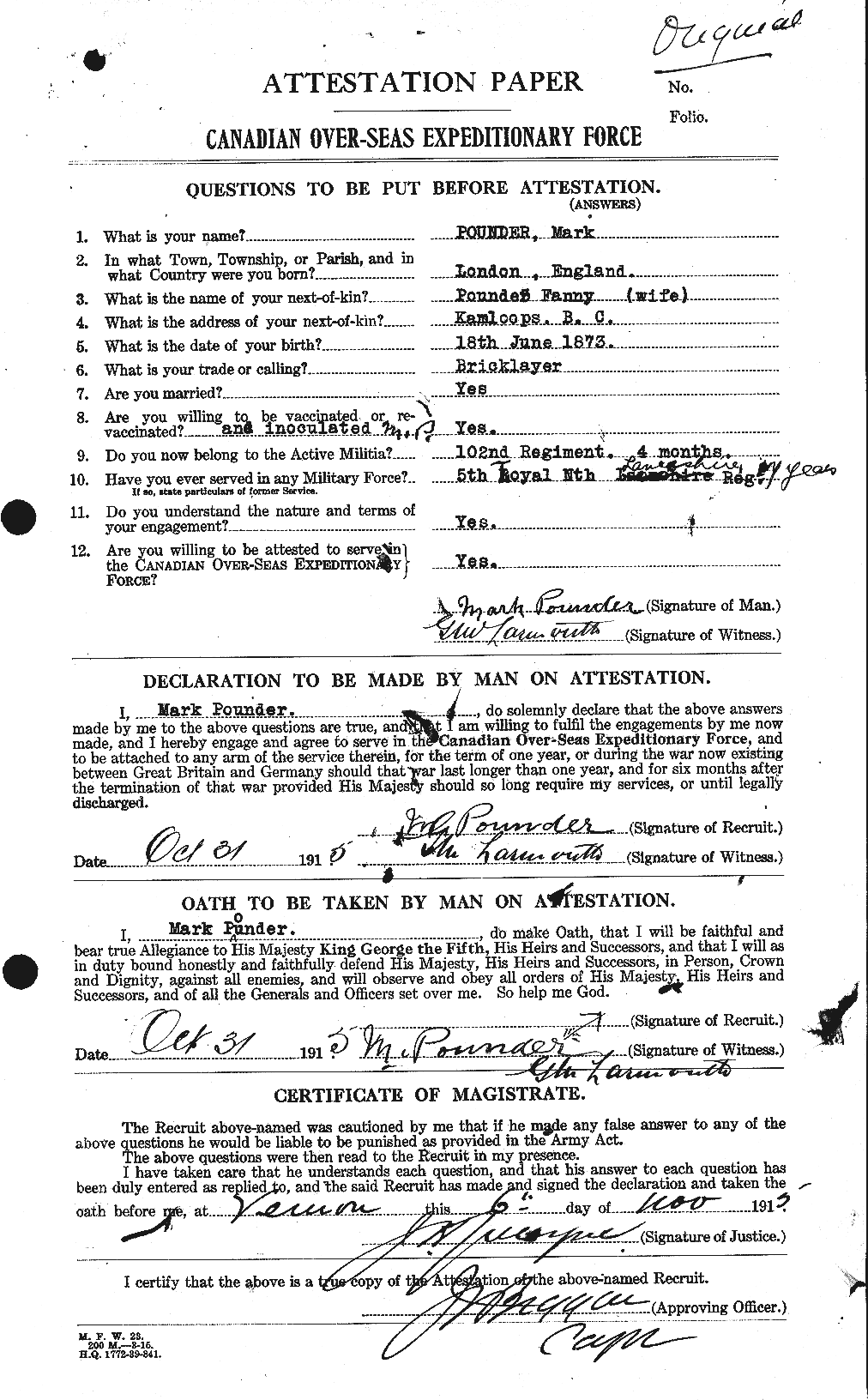 Personnel Records of the First World War - CEF 584987a