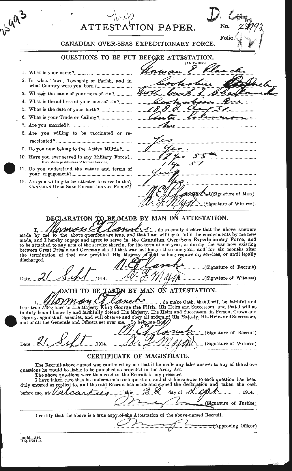 Personnel Records of the First World War - CEF 585483a