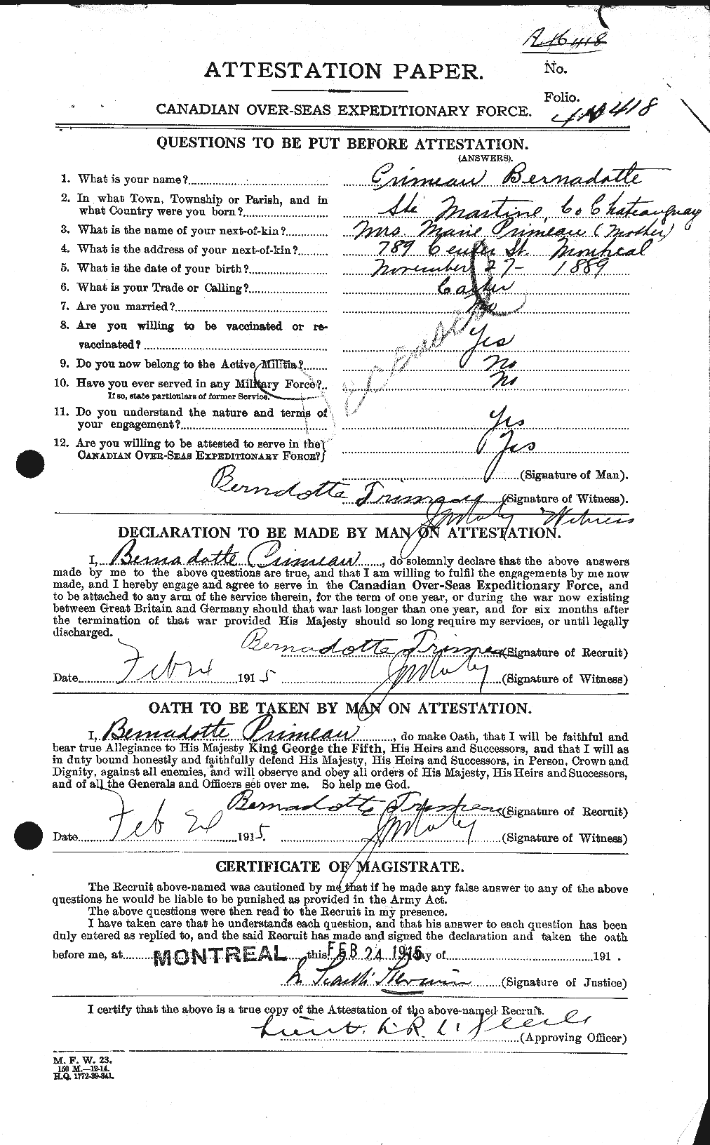 Personnel Records of the First World War - CEF 586112a