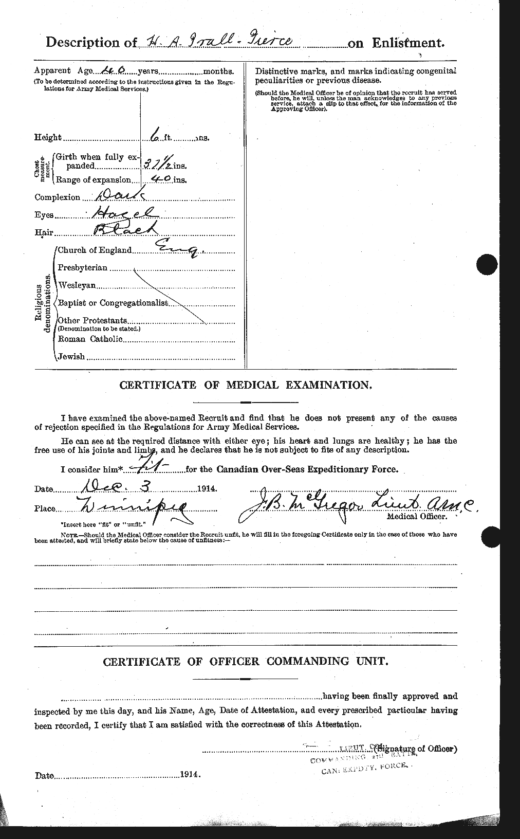 Dossiers du Personnel de la Première Guerre mondiale - CEC 586569b