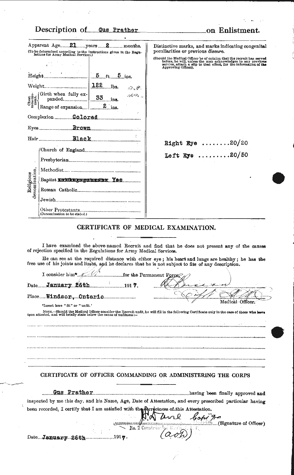 Dossiers du Personnel de la Première Guerre mondiale - CEC 586606b