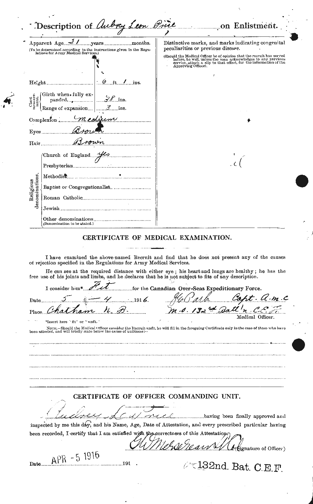 Dossiers du Personnel de la Première Guerre mondiale - CEC 586947b