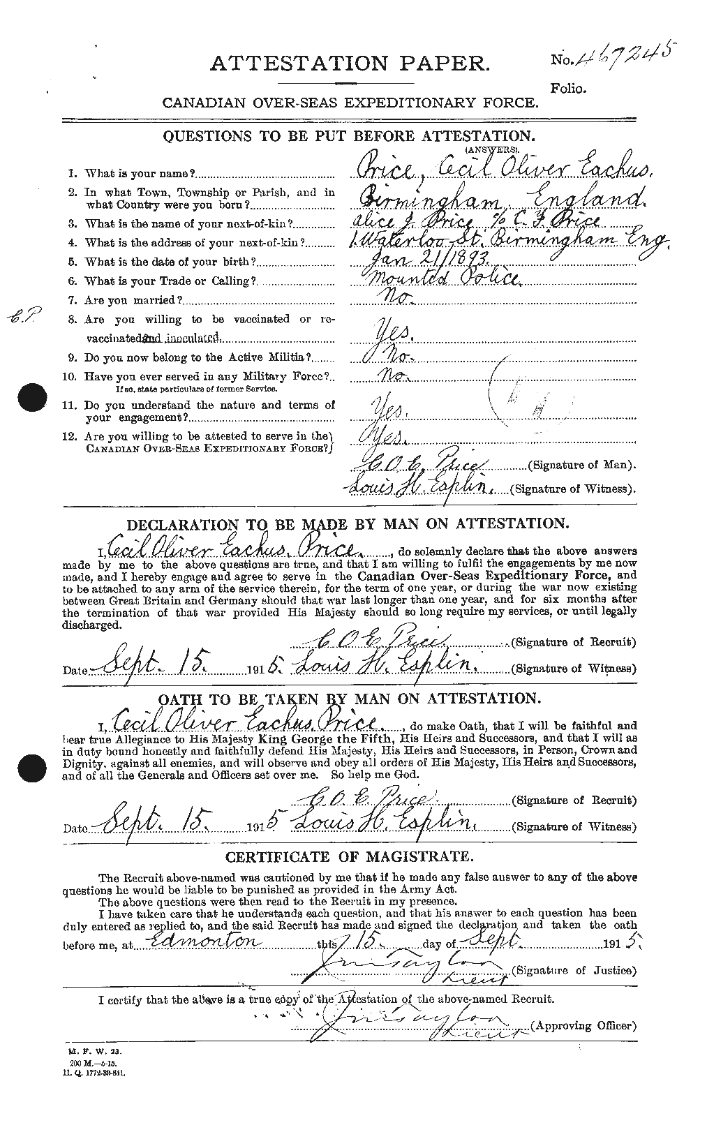 Personnel Records of the First World War - CEF 586959a