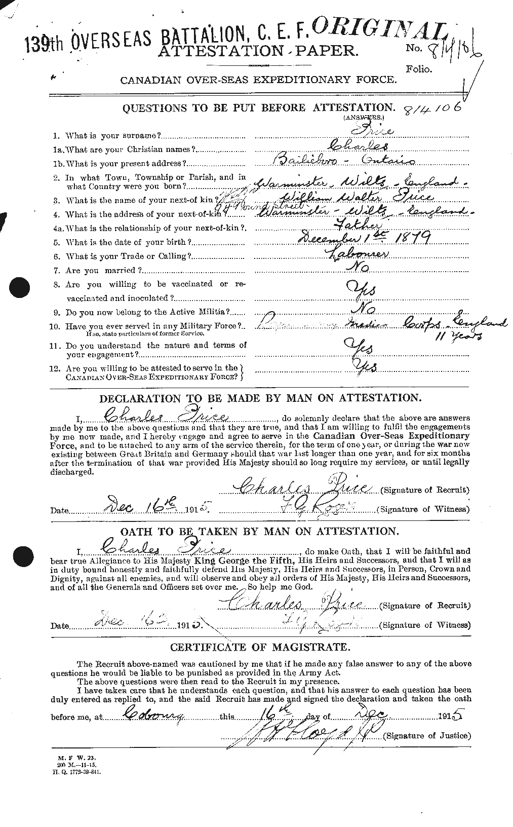 Personnel Records of the First World War - CEF 586962a