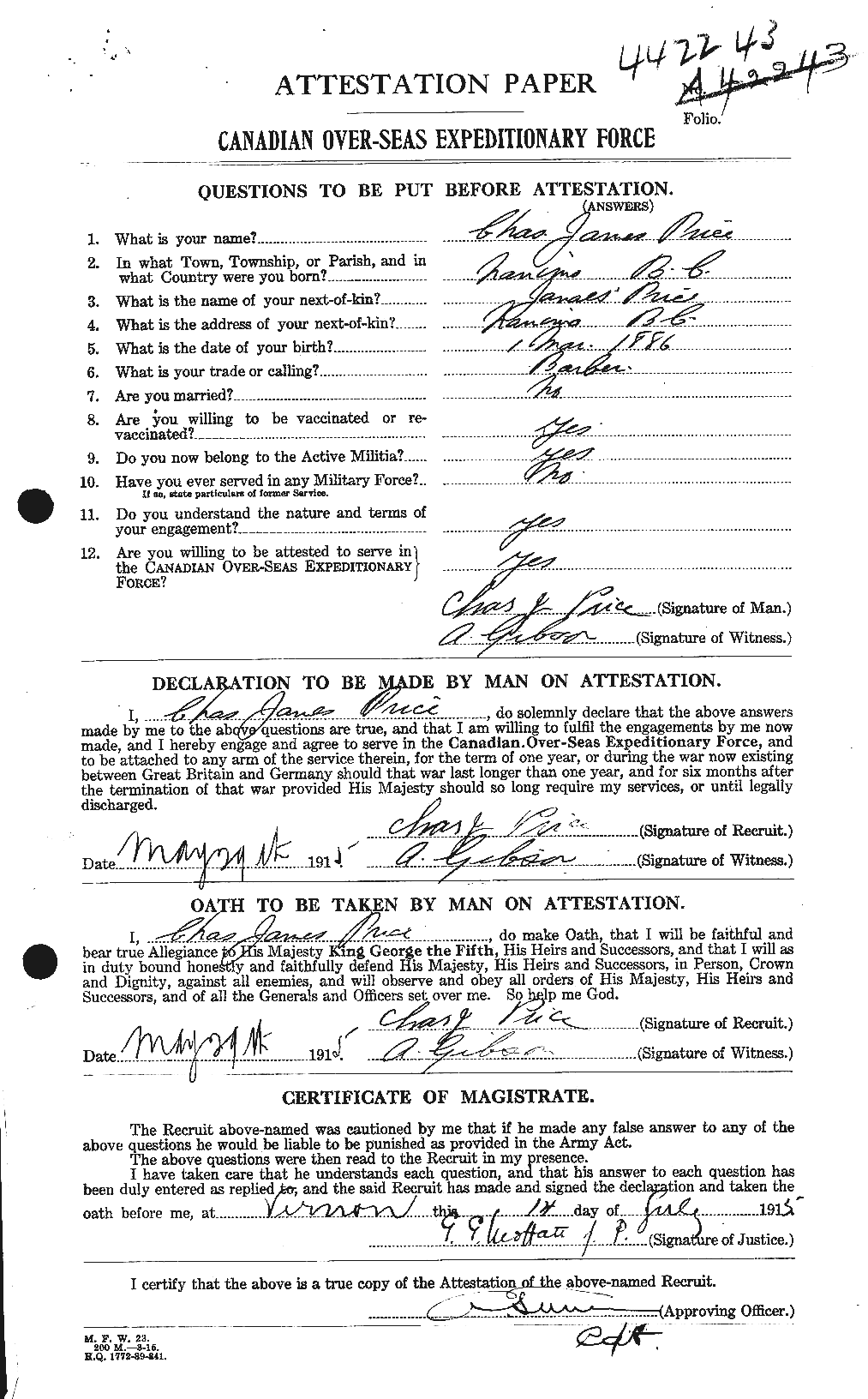 Personnel Records of the First World War - CEF 586982a