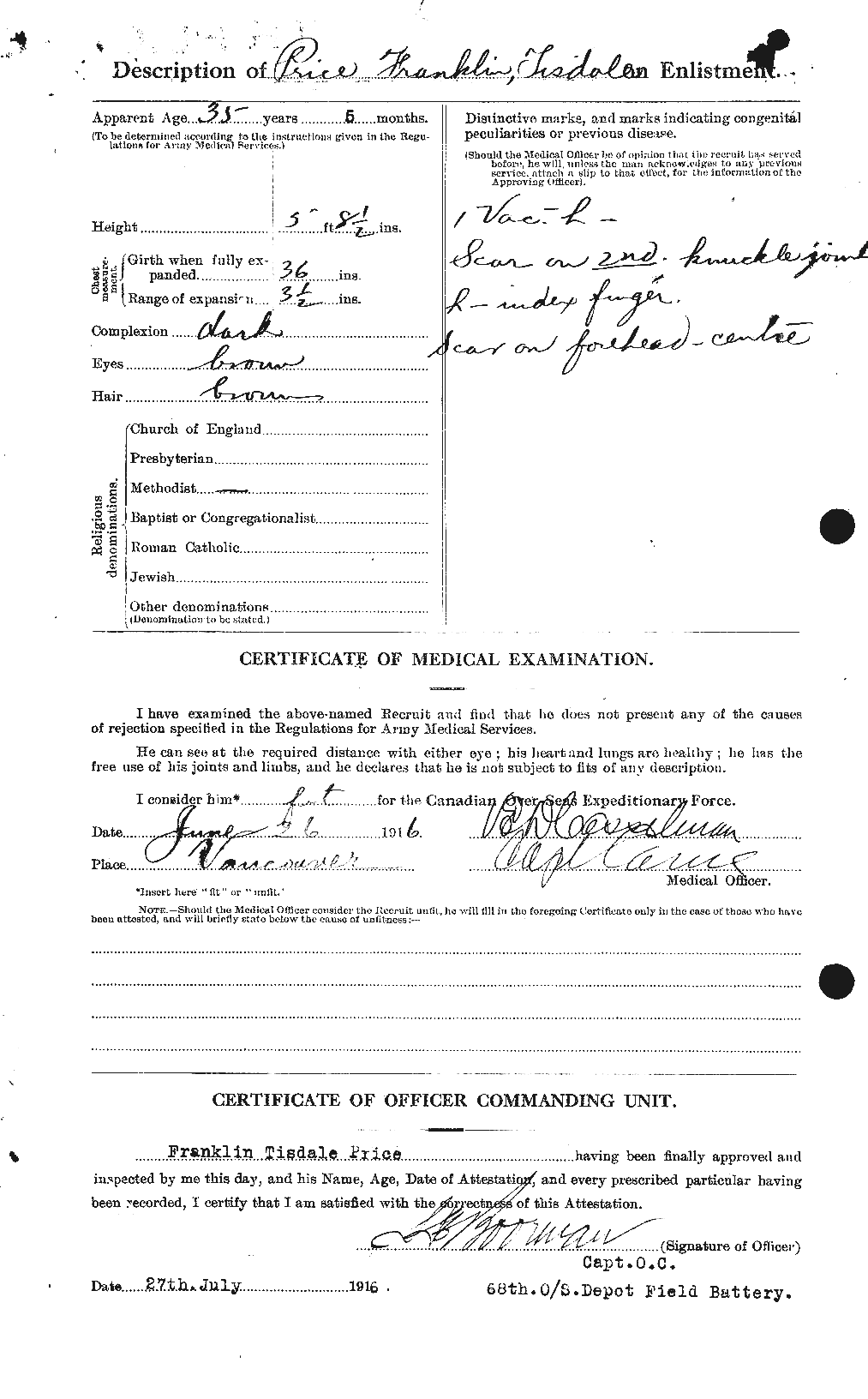 Personnel Records of the First World War - CEF 587061b