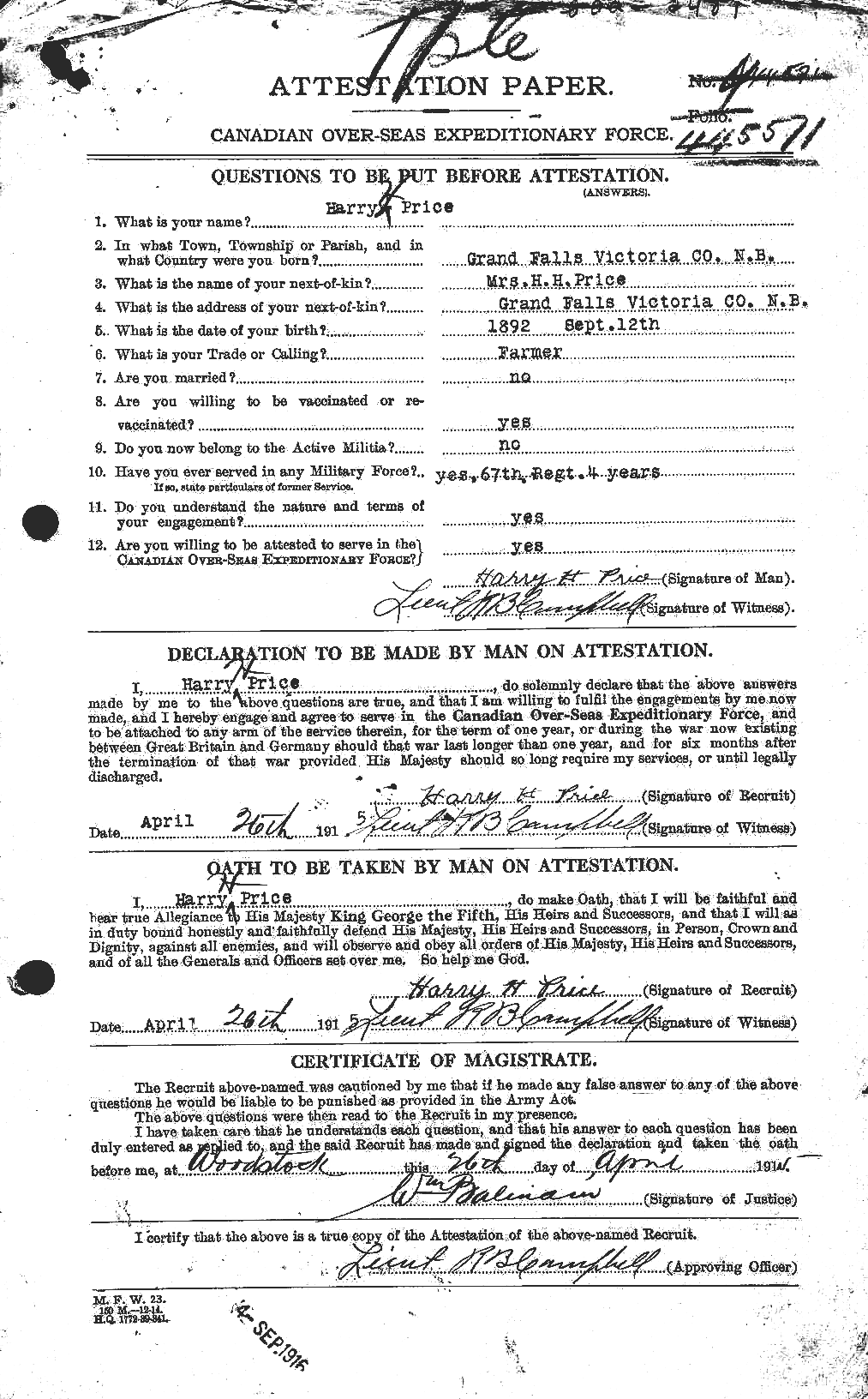 Personnel Records of the First World War - CEF 587142a