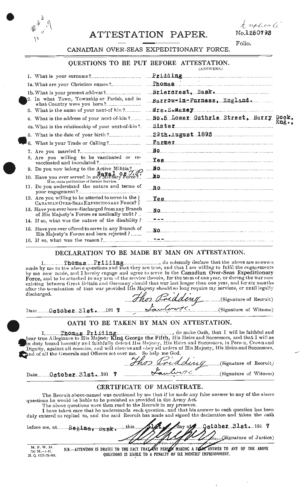 Personnel Records of the First World War - CEF 587482a