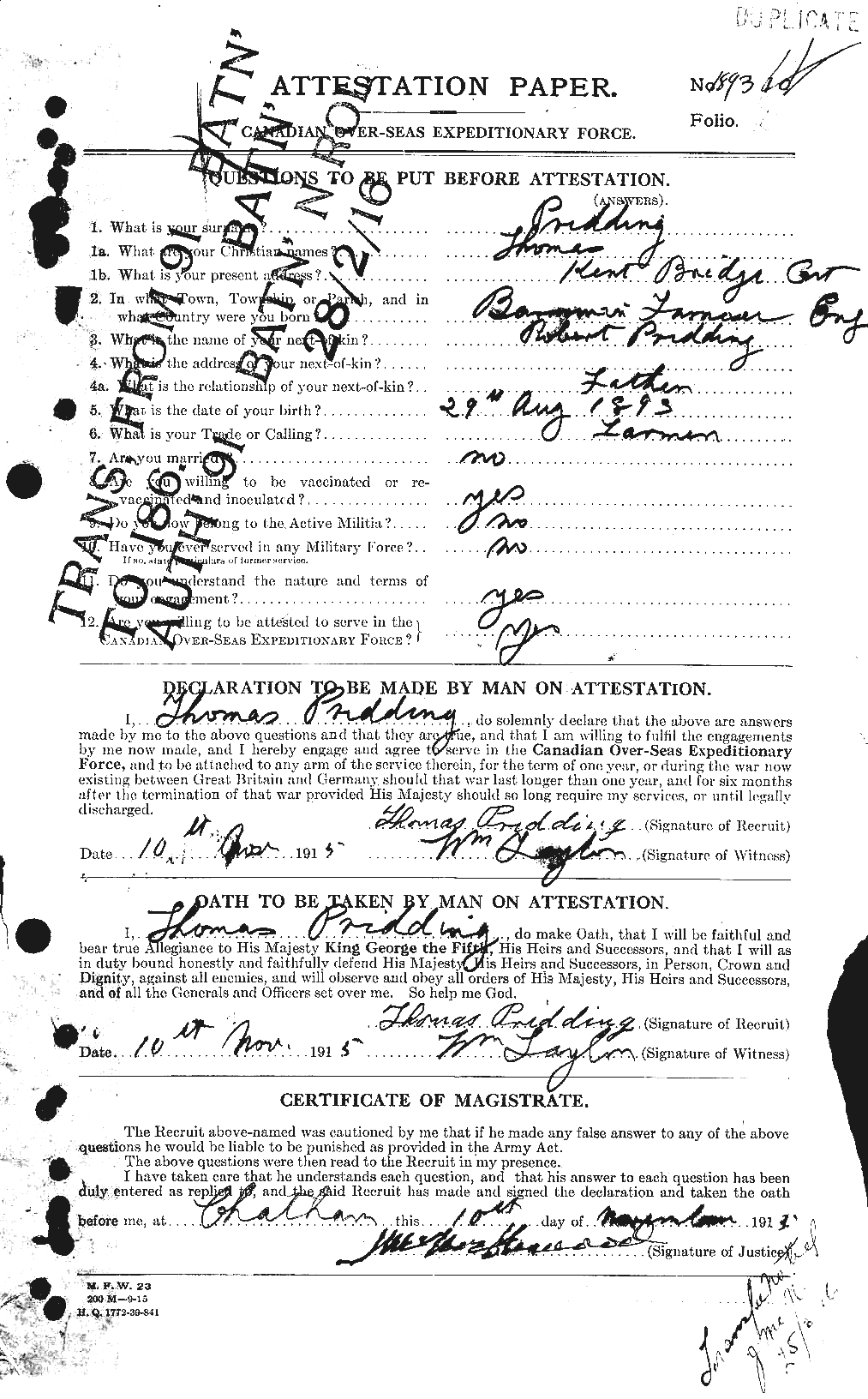 Personnel Records of the First World War - CEF 587483a