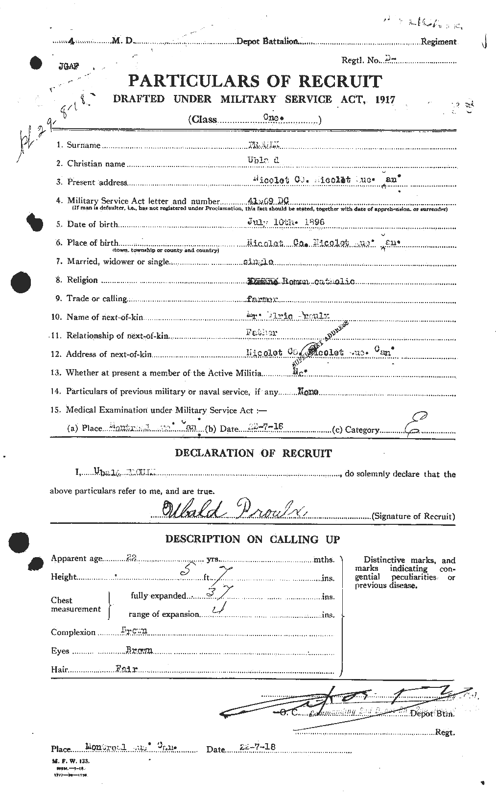 Personnel Records of the First World War - CEF 587638a