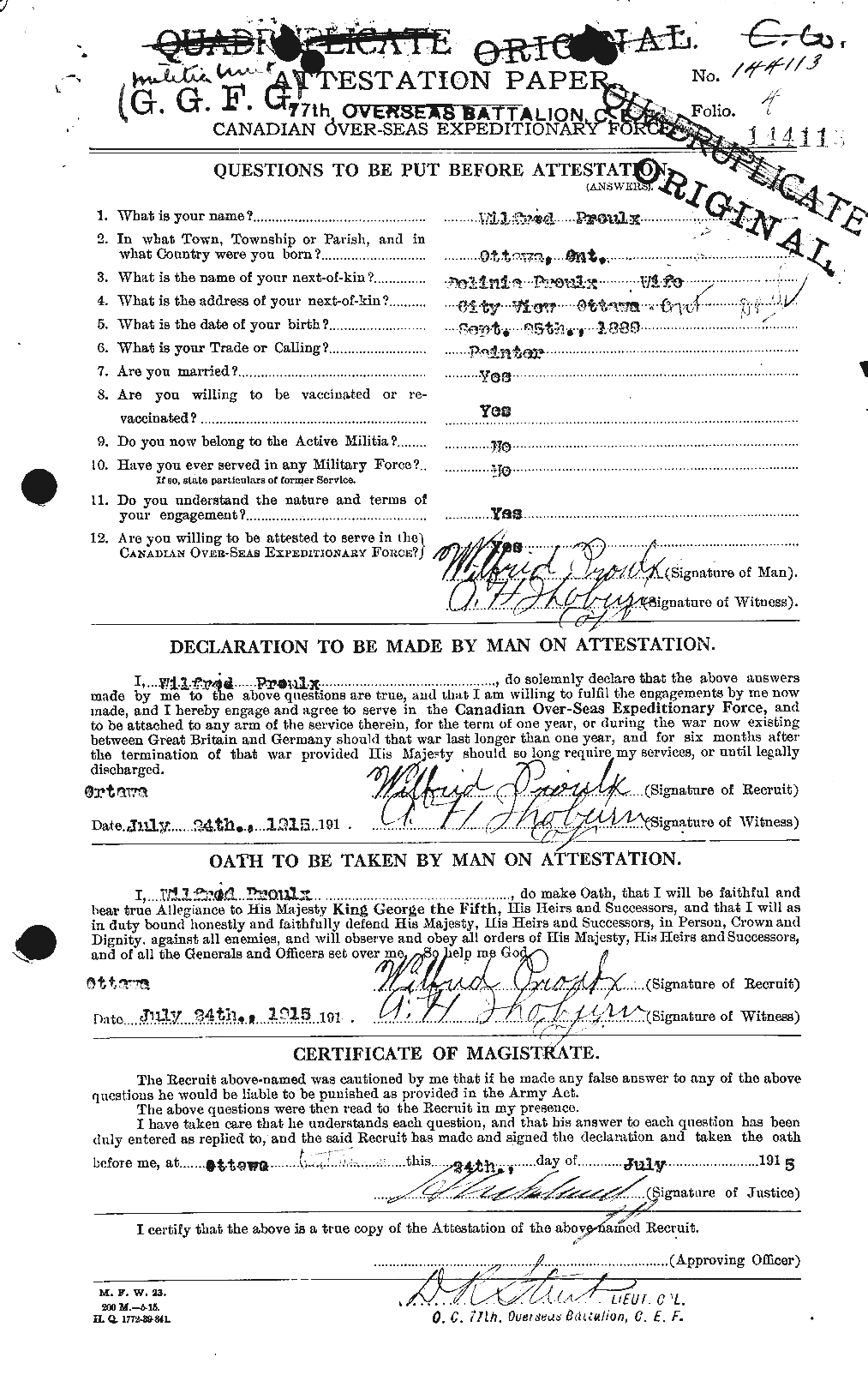 Personnel Records of the First World War - CEF 587644a