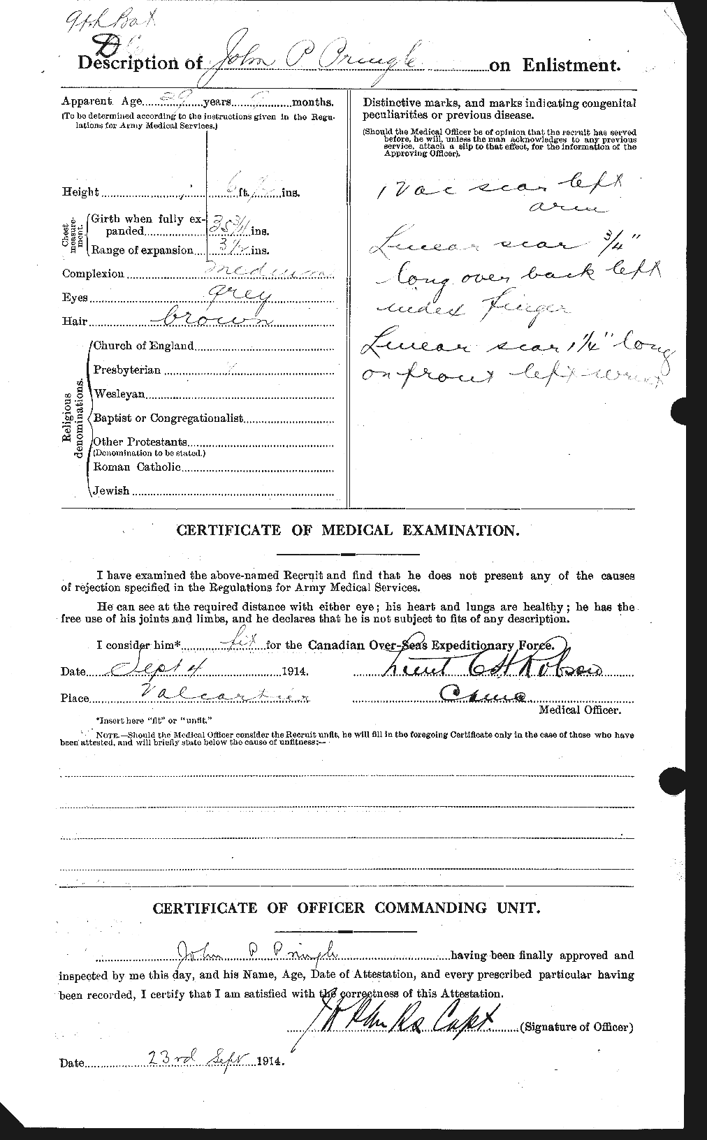 Dossiers du Personnel de la Première Guerre mondiale - CEC 587934b