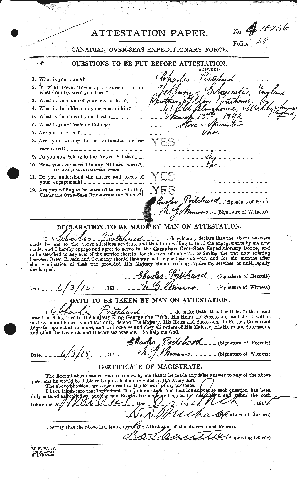 Personnel Records of the First World War - CEF 588492a