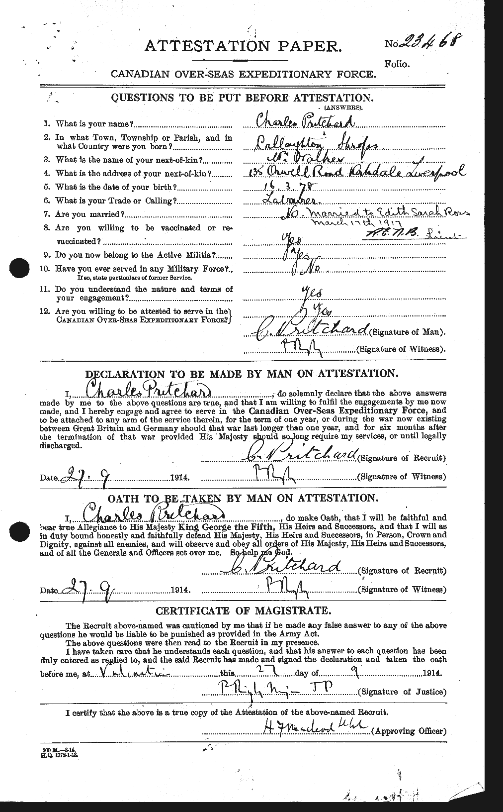 Personnel Records of the First World War - CEF 588493a