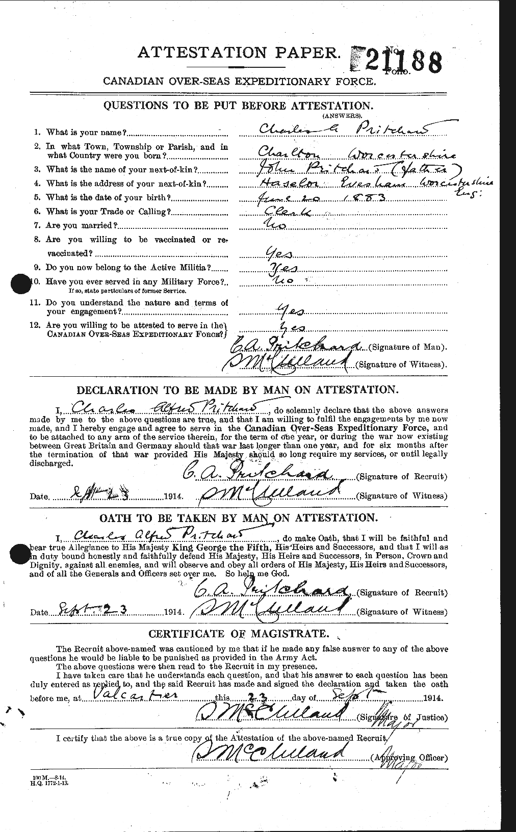 Personnel Records of the First World War - CEF 588494a