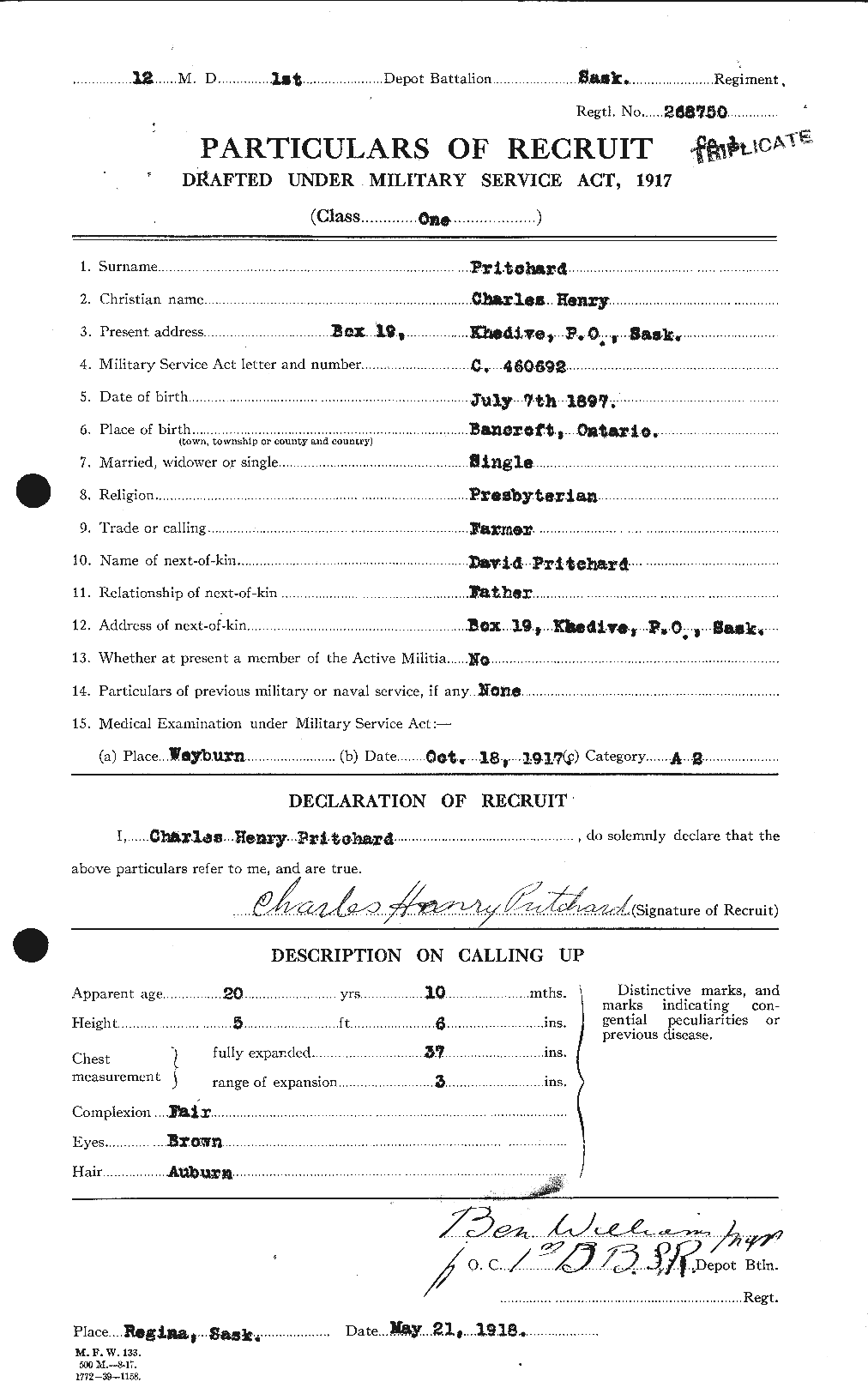 Personnel Records of the First World War - CEF 588497a
