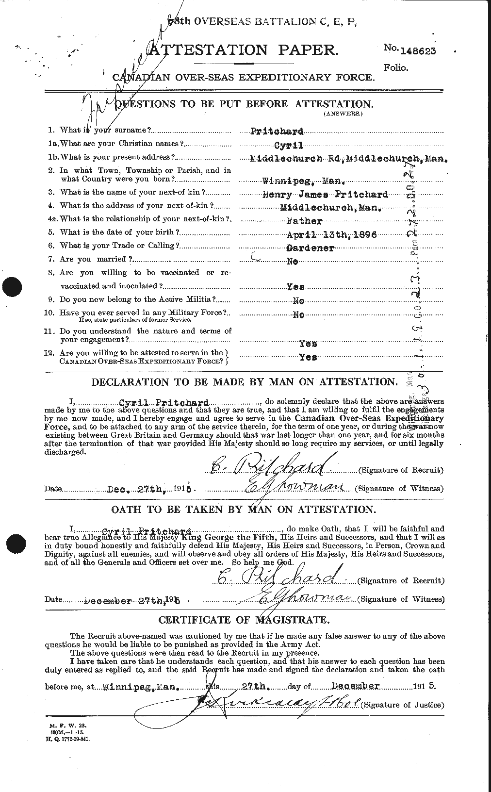 Personnel Records of the First World War - CEF 588501a