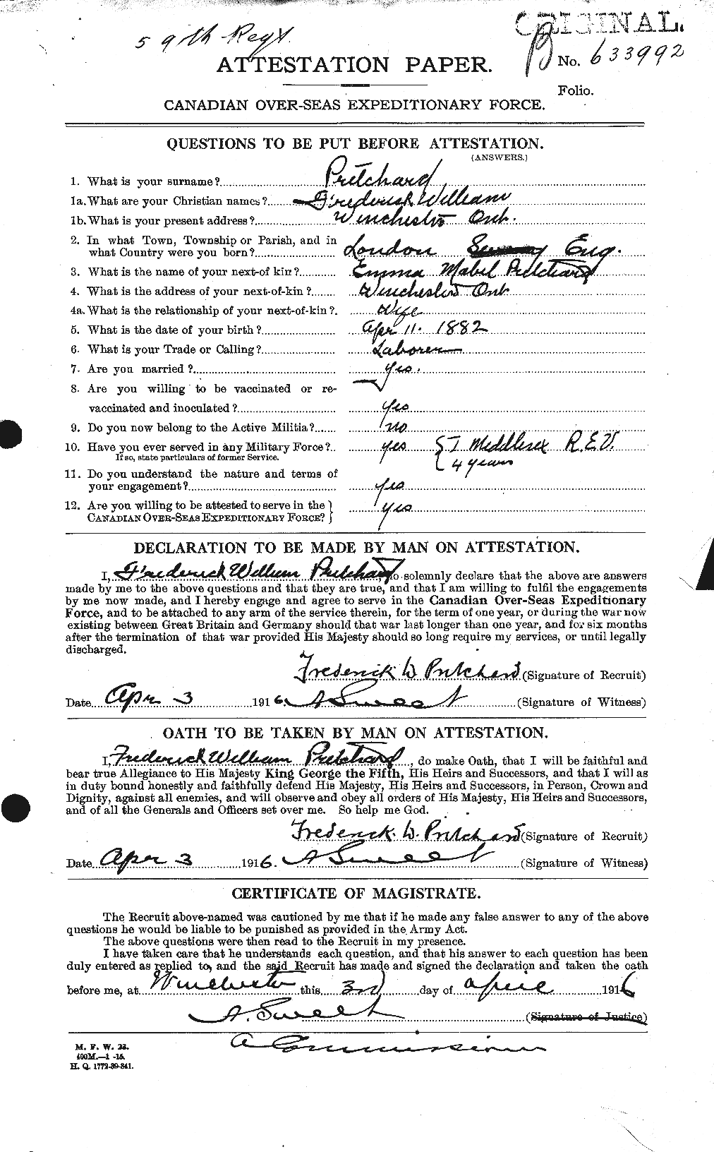 Personnel Records of the First World War - CEF 588526a