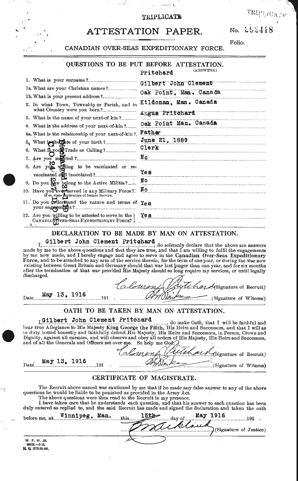 Personnel Records of the First World War - CEF 588538a