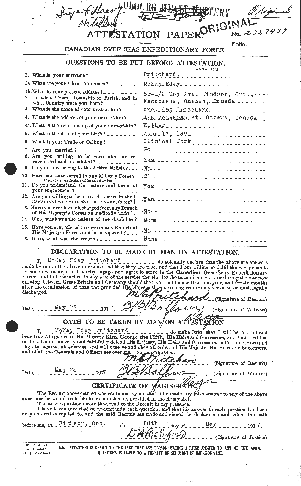 Personnel Records of the First World War - CEF 588581a