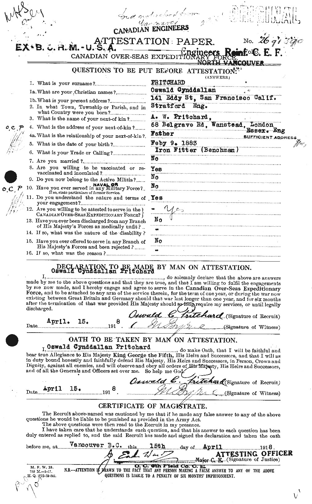 Personnel Records of the First World War - CEF 588586a