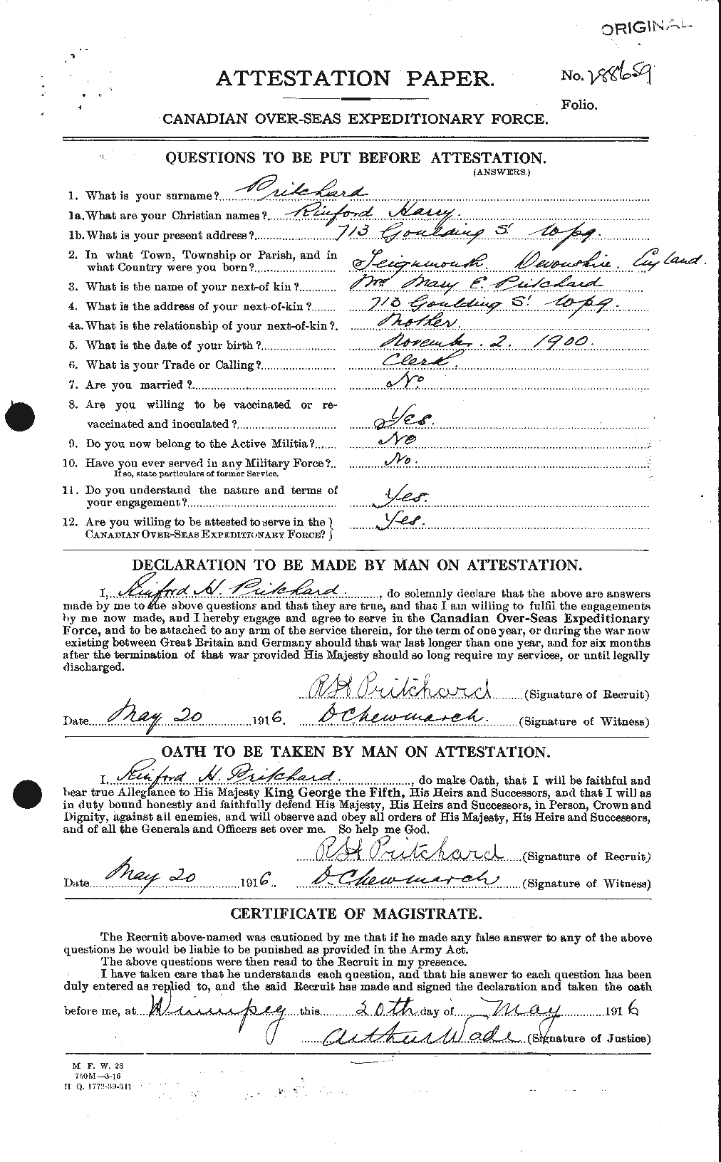 Personnel Records of the First World War - CEF 588597a