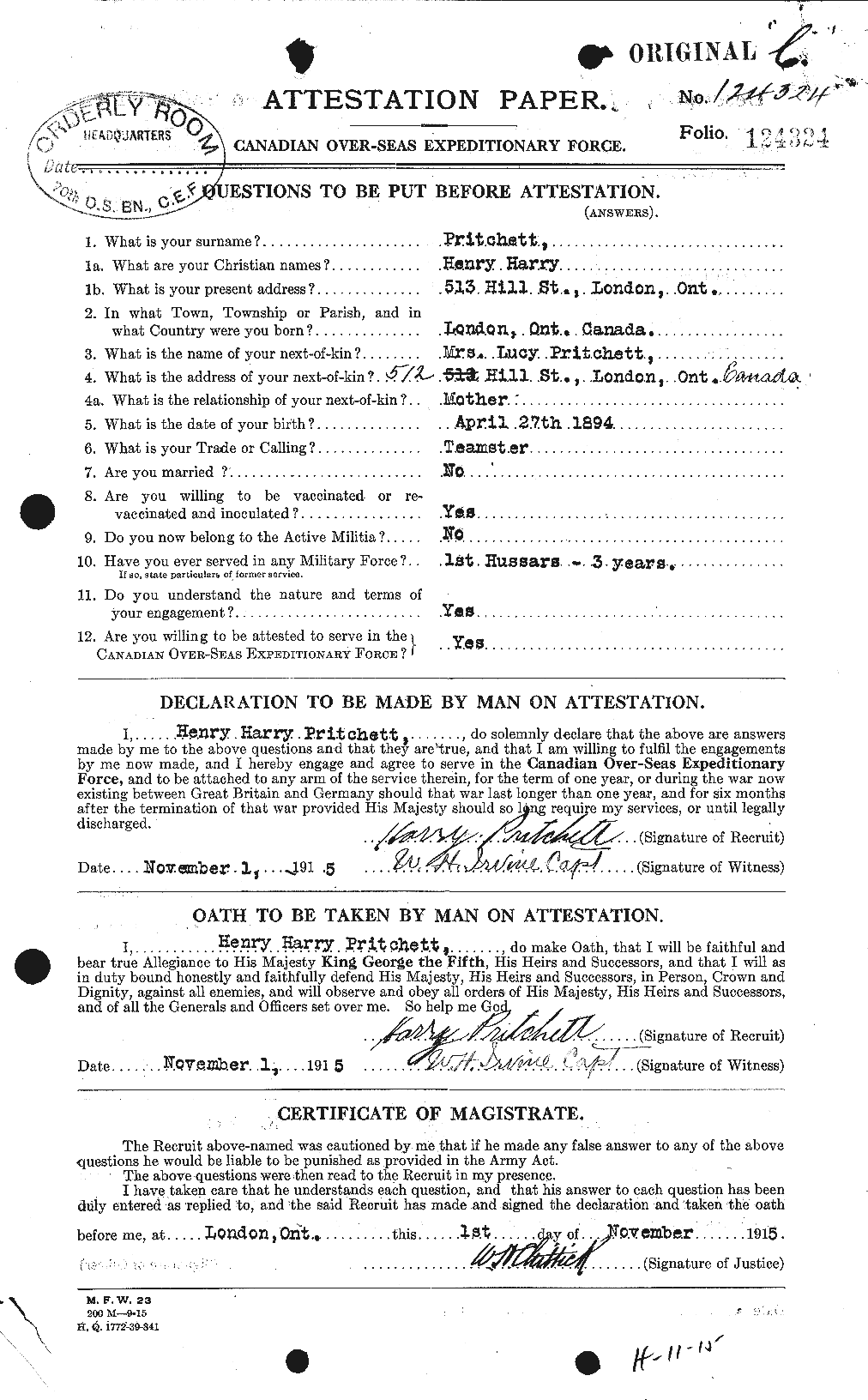 Personnel Records of the First World War - CEF 588639a