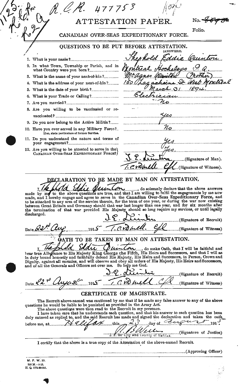 Personnel Records of the First World War - CEF 590596a