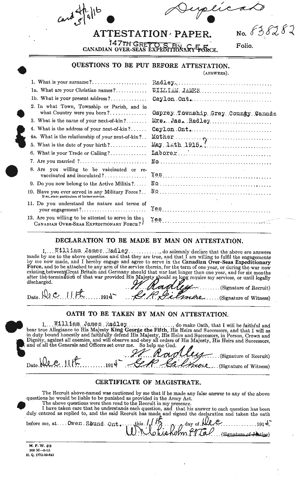 Personnel Records of the First World War - CEF 591126a