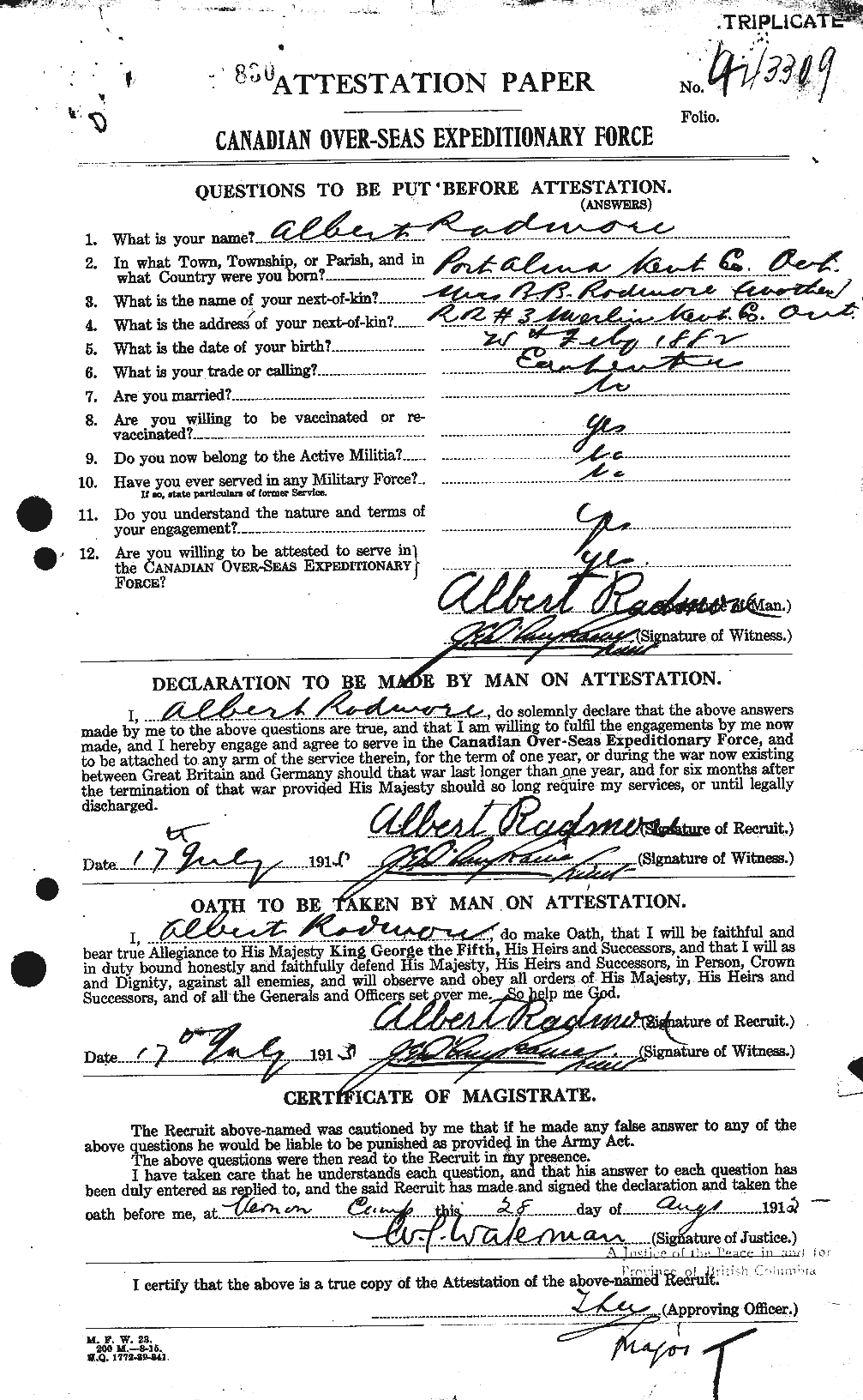 Personnel Records of the First World War - CEF 591131a