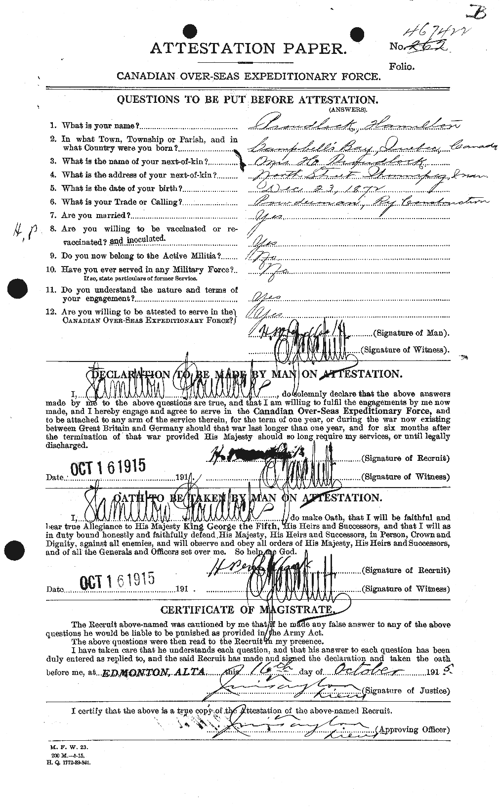 Personnel Records of the First World War - CEF 591483a
