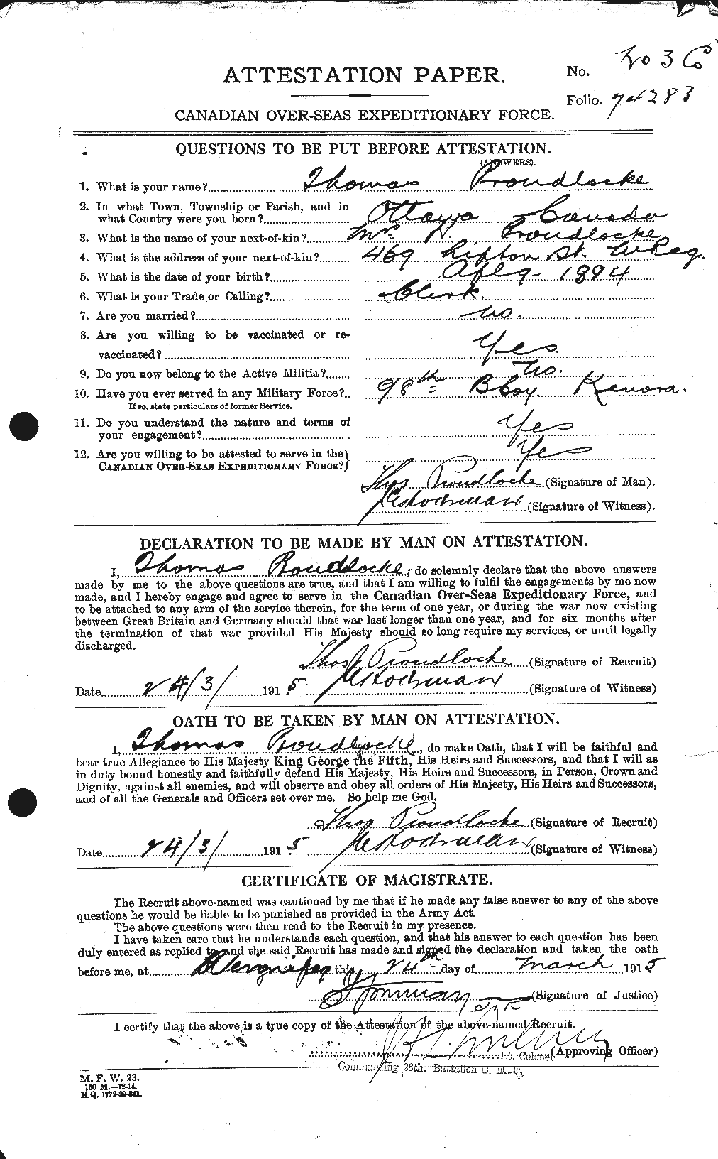 Personnel Records of the First World War - CEF 591487a