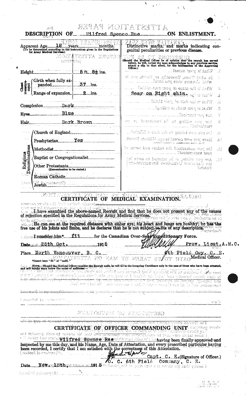 Dossiers du Personnel de la Première Guerre mondiale - CEC 591606b