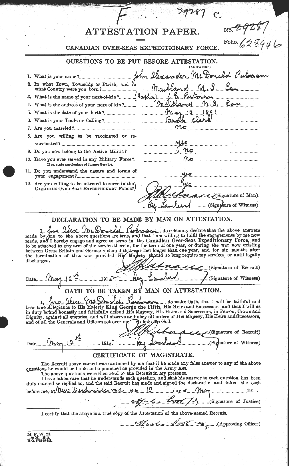 Personnel Records of the First World War - CEF 591730a
