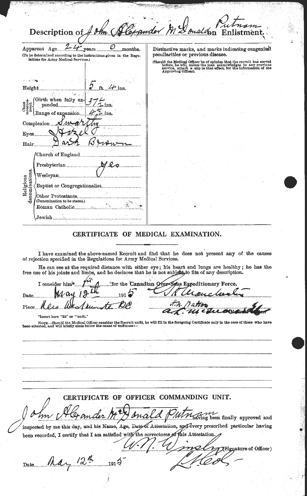 Dossiers du Personnel de la Première Guerre mondiale - CEC 591730b